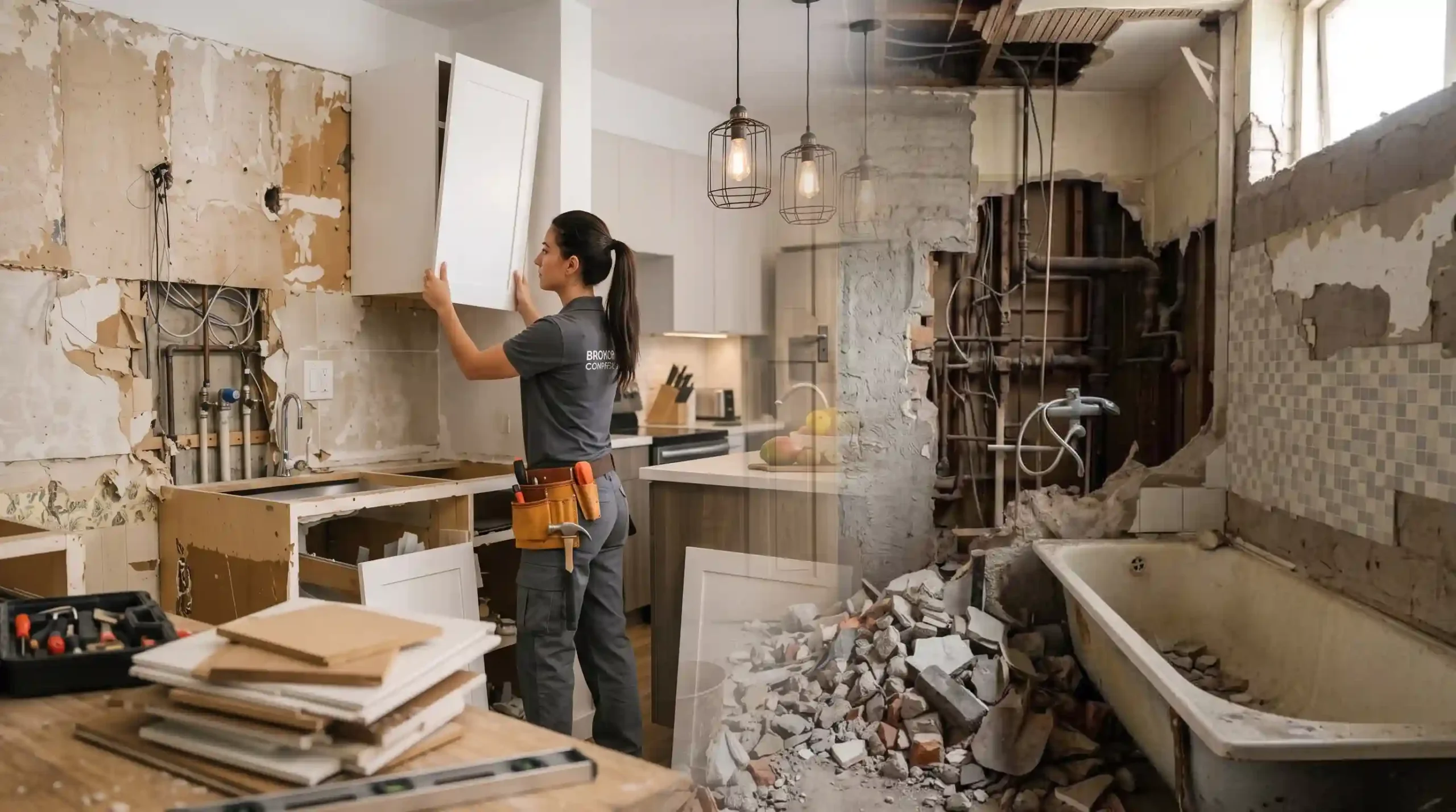 Clean Kitchen and Bath Demolition with Zero Dust Drift in Baldwin Park CA